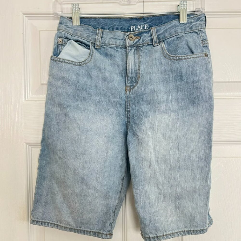 The Children's Place Light Blue Denim Jean Shorts Boys Tween Teen Adjustable